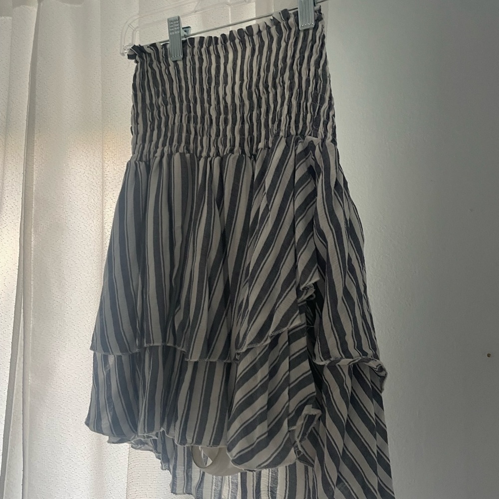 White and Blue Stripped Mini Skirt